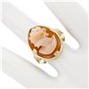 Image 3 : Vintage ESEMCO Grooved 14k Yellow Gold Frame Shank Large Carved Shell Cameo Ring