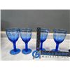 Image 2 : (4) Cobalt Blue Glass Goblets and Blue Cobalt Glass Candle Sticks