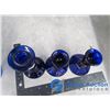 Image 9 : (4) Cobalt Blue Glass Goblets and Blue Cobalt Glass Candle Sticks