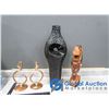 Image 1 : Ceramic Vase, Wood Carved Statue and Copper Candle Sticks