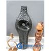 Image 5 : Ceramic Vase, Wood Carved Statue and Copper Candle Sticks