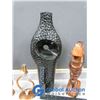 Image 7 : Ceramic Vase, Wood Carved Statue and Copper Candle Sticks