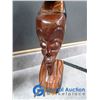 Image 9 : Ceramic Vase, Wood Carved Statue and Copper Candle Sticks