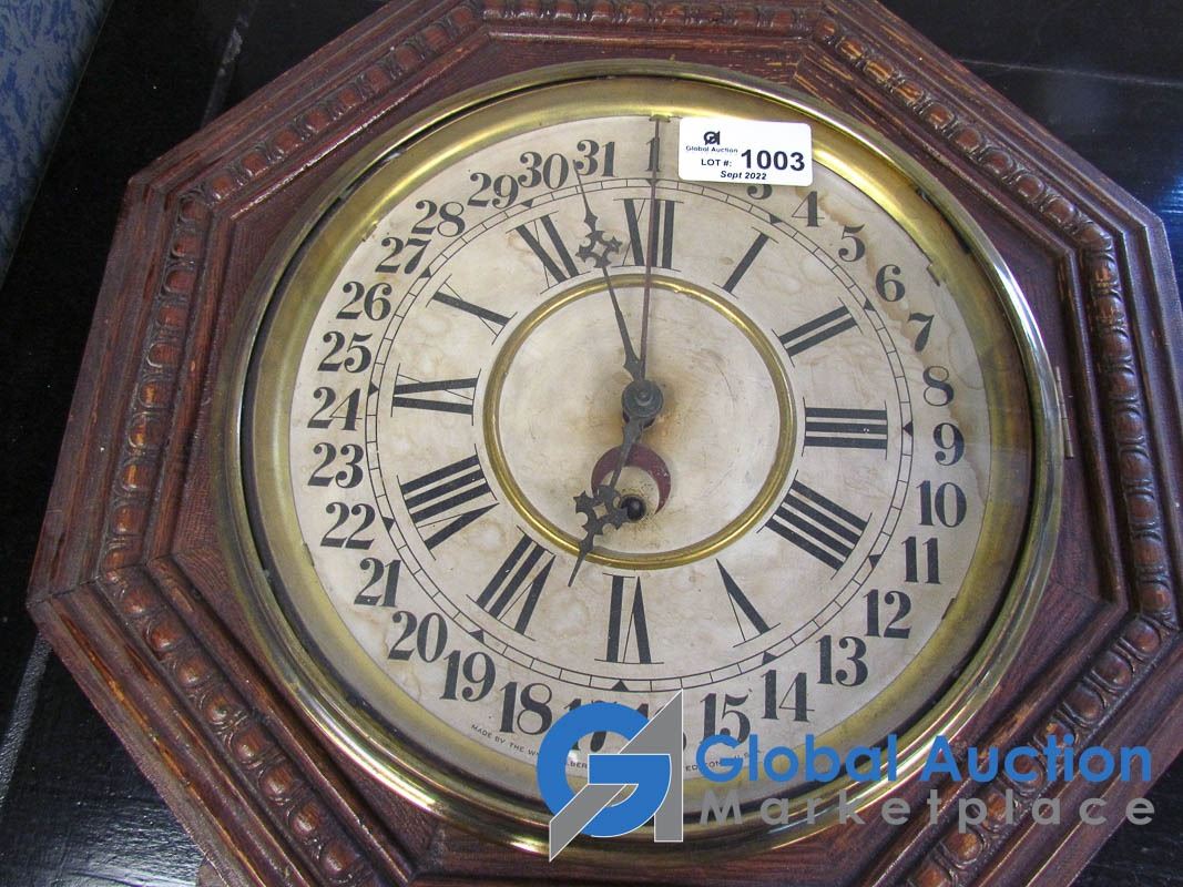 **Vintage Gilbert Wooden Wall Clock/Calendar
