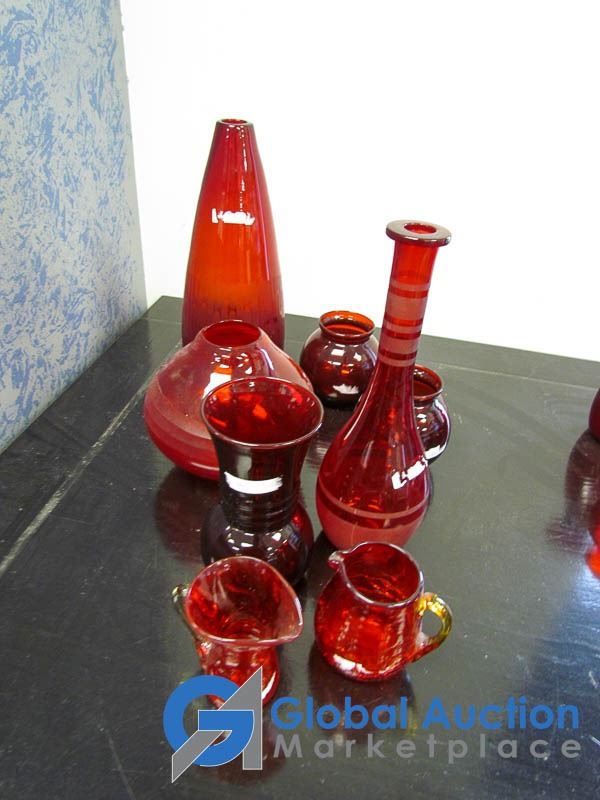 Assorted Ruby Red Glass Items