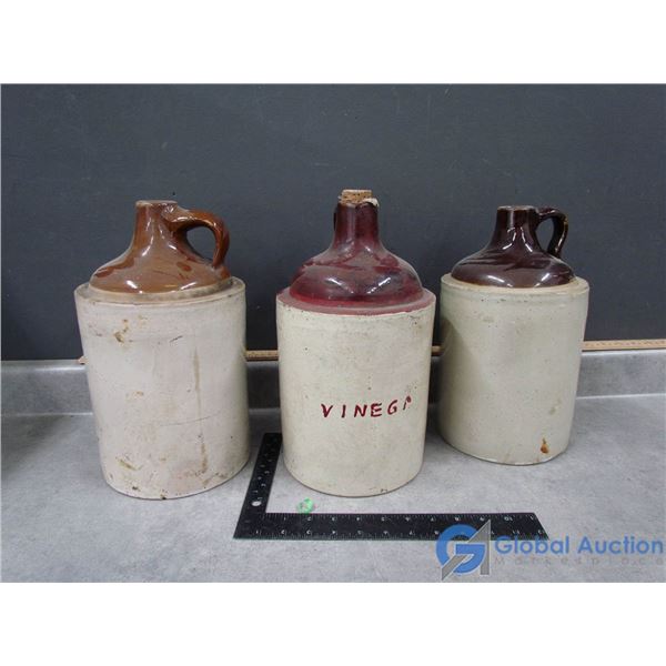 (3) Stoneware Jugs