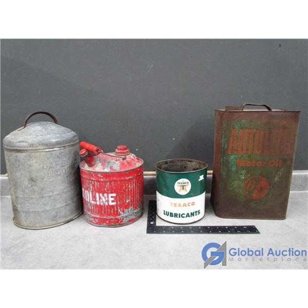 Texaco, BA and Galvenized Gas Cans