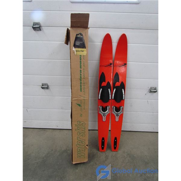 **Junior Wood Water Skis w/Original Box