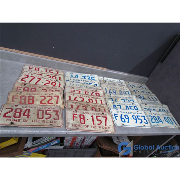 (25) Vintage 1972-73 Saskatchewan License Plates