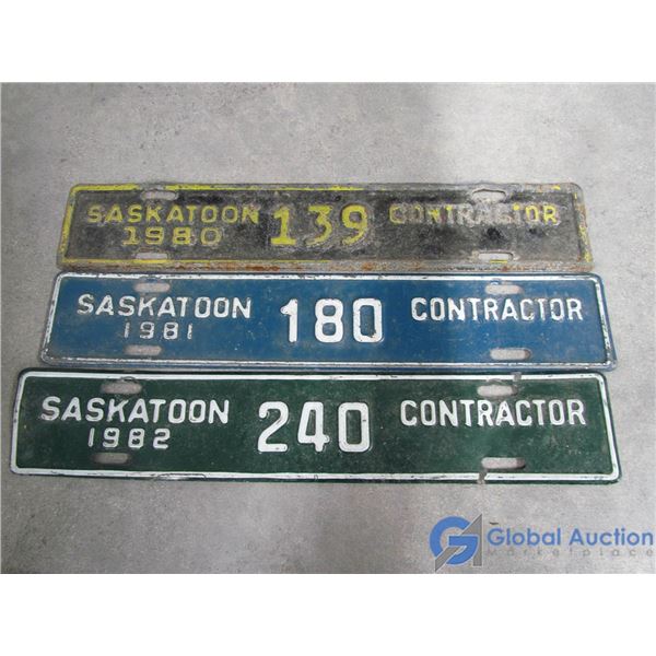 (3) Early 1980's Contractor Plates