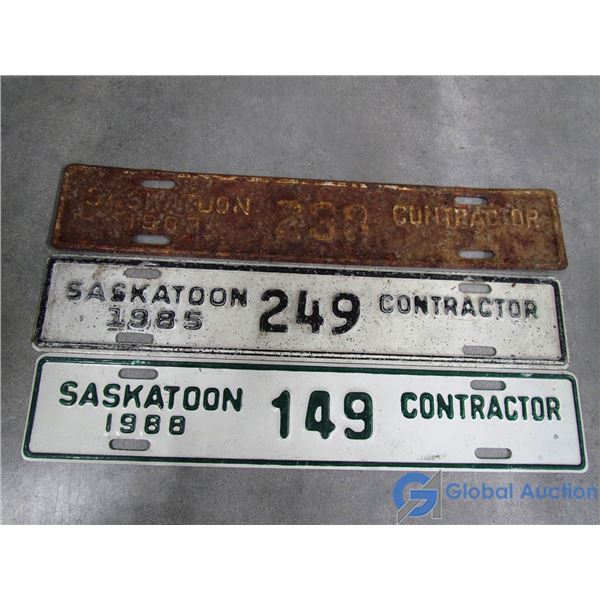 (3) Late 1980's Contractor Plates