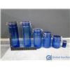 Image 2 : (6) Blue Glass Cannisters