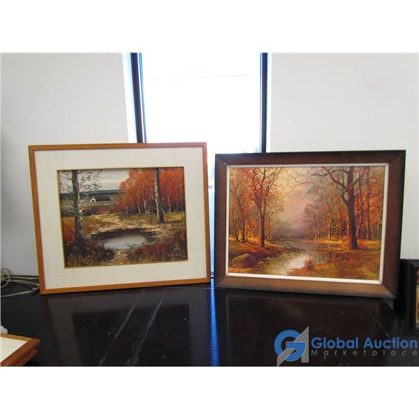 **(2) Fall Lanscape Painting and Canvas Print