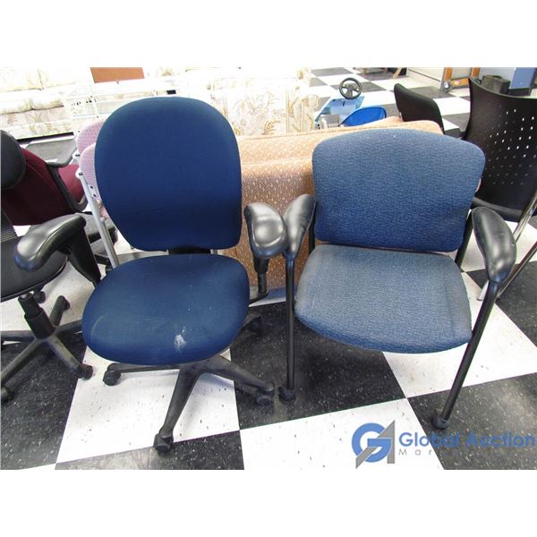 **(2) Blue Office Chair on Wheels