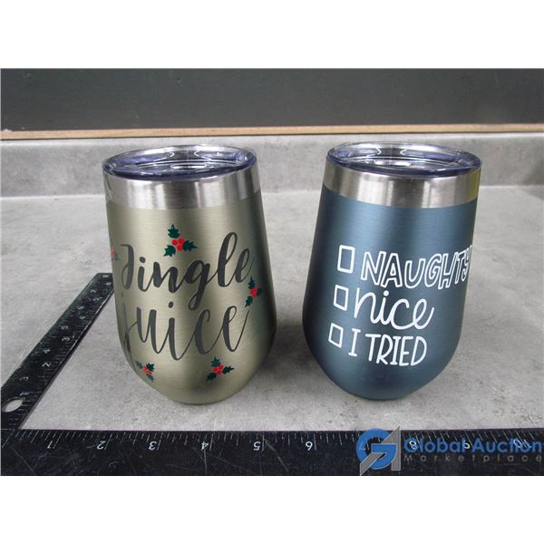 **(2) Holiday Stainless Steel Tumblers