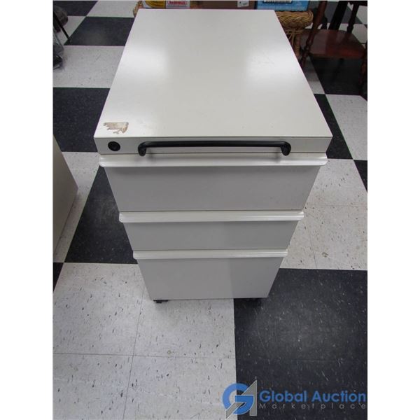 **3-Drawer Metal Cabinet on Wheels