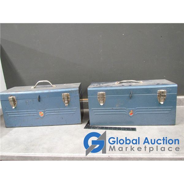 **(2) Blue Beach Metal Tool Boxes