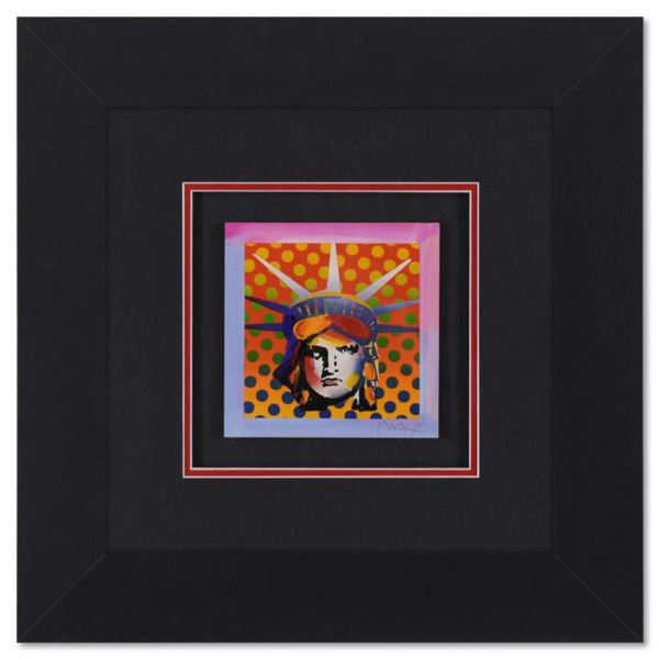 Peter Max, "Liberty Head" Framed Limited Edition Lithograph, Numbered and Hand Signed with Certifica