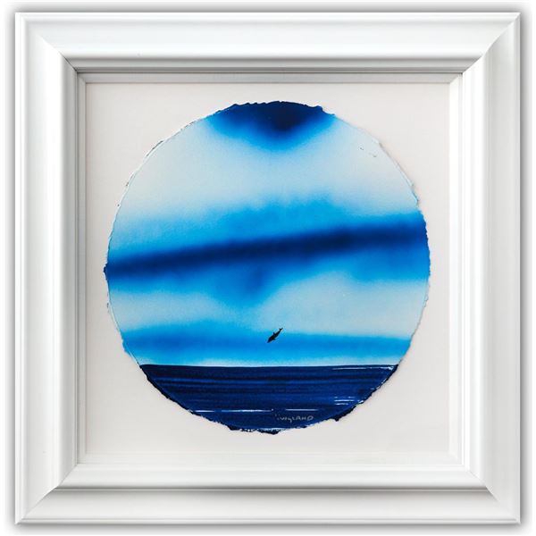 Wyland- Original Watercolor Painting on Deckle Edge Paper "Dolphins"