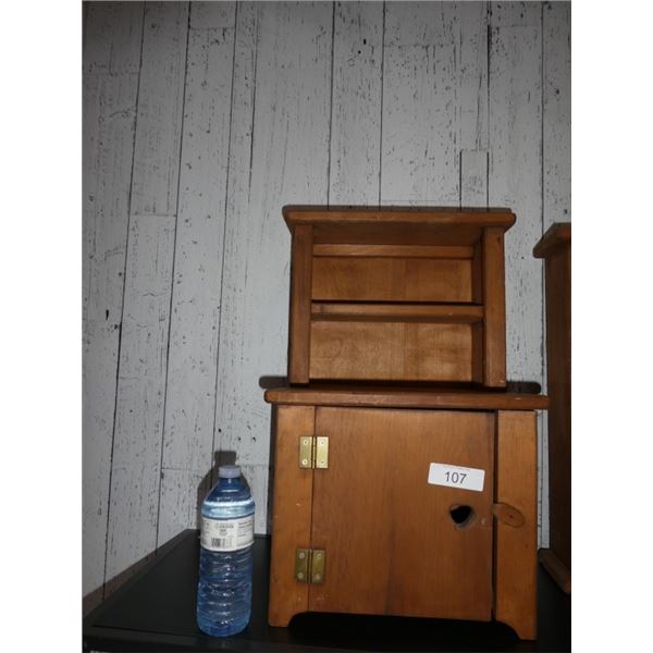 wooden stool/seat with shelves and storage