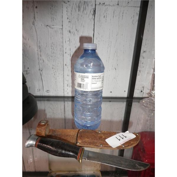 Hunting knife with leather case