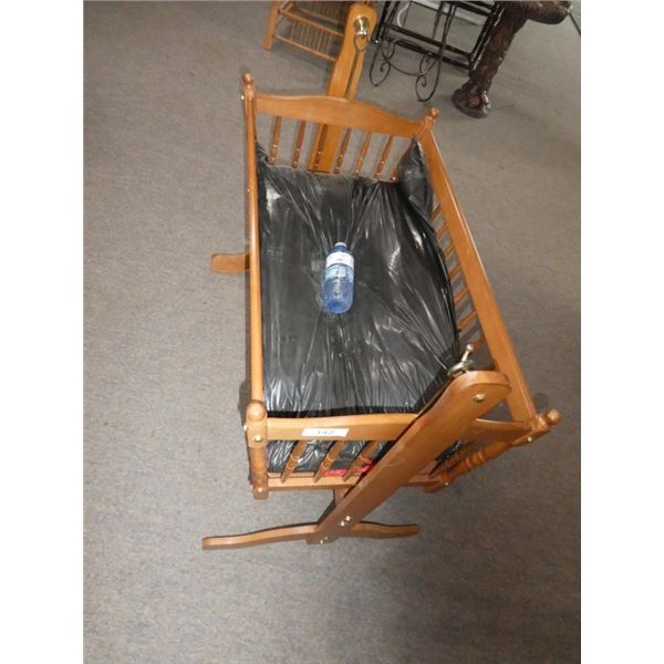 vintage wooden Doll rocking cradle