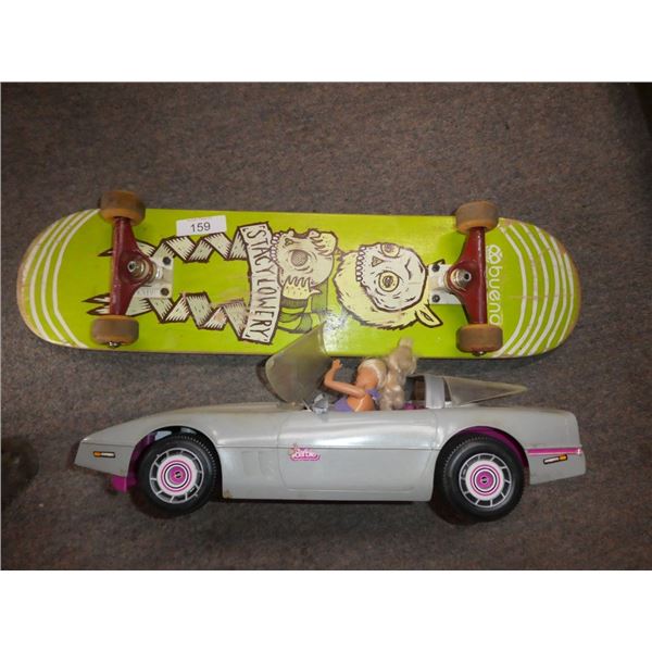 skateboard & Barbie car w/ Barbie