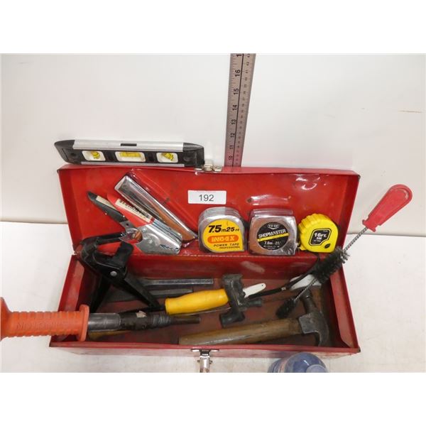 metal tool box w/ assoted tools