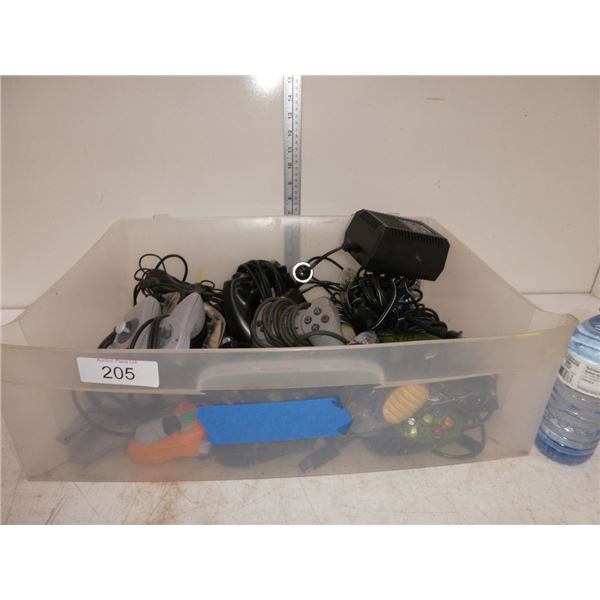 assorted console gaming controllers