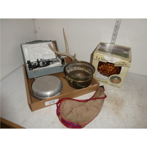 microscope, solar light, canteen