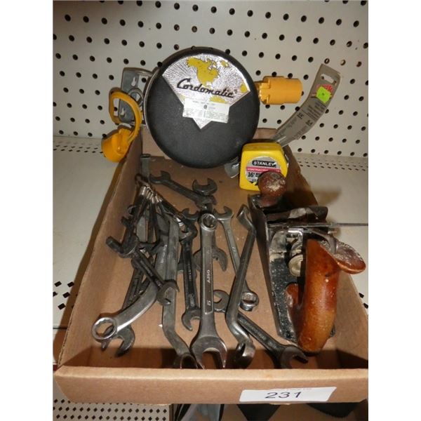 retractable extension cord holder, wrenches