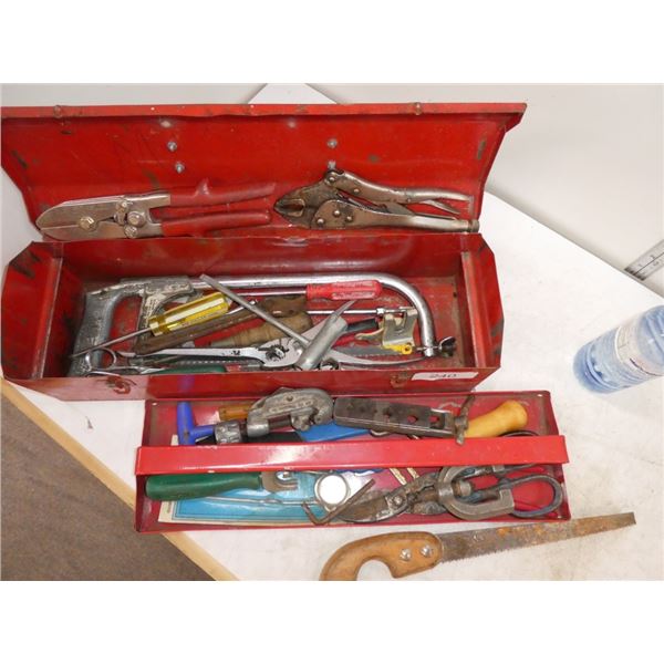 metal tool box w/ assorted tools