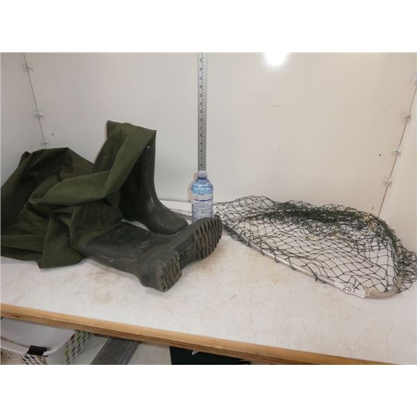 waders (9) & fishing net