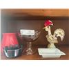 Image 1 : Decorative Carnival Glass, Vase, Ashtrays, Rooster