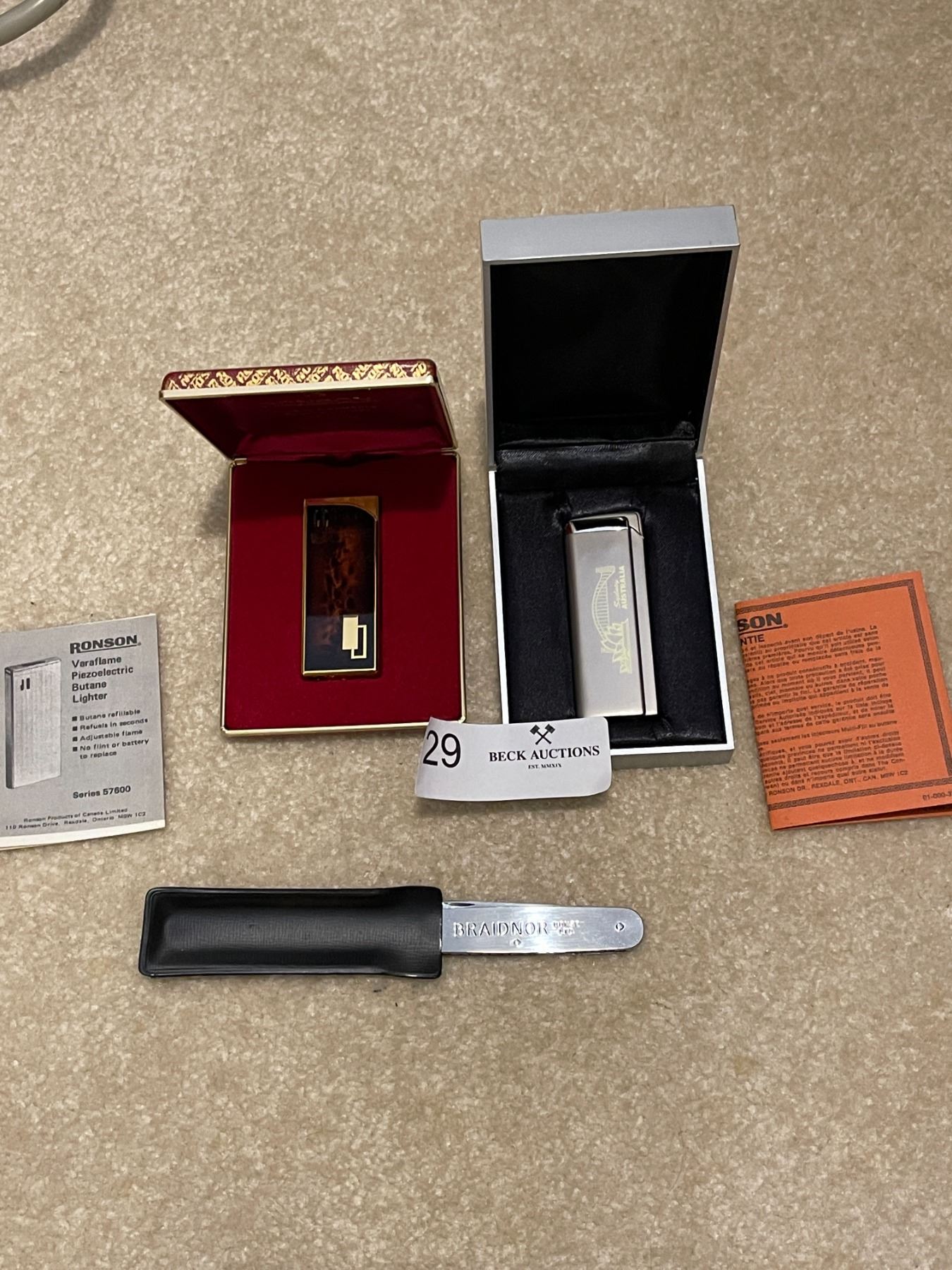 Ronson Quartz Lighter New Pocket Knife & Lighter Beck Auctions Inc.