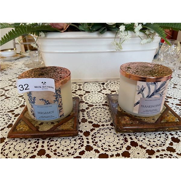 2 Decorative Butterfly Coasters 2 Candles
