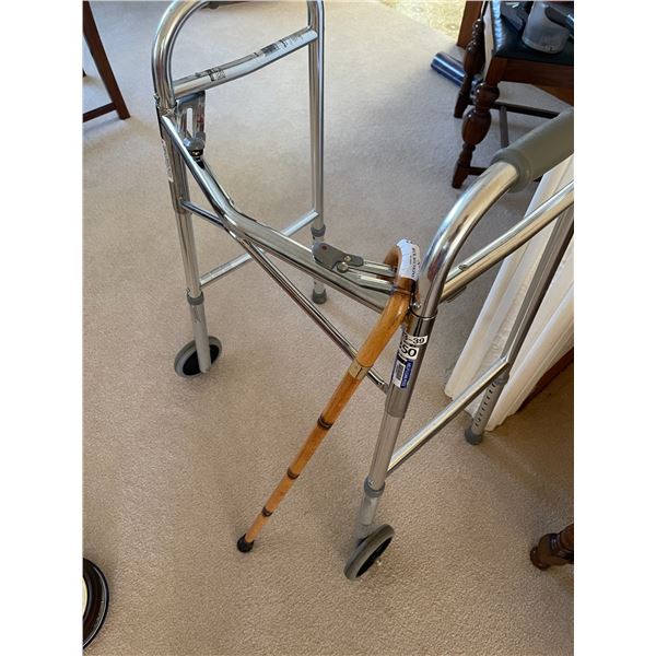BamBoo Walking Cane And Metal Walker