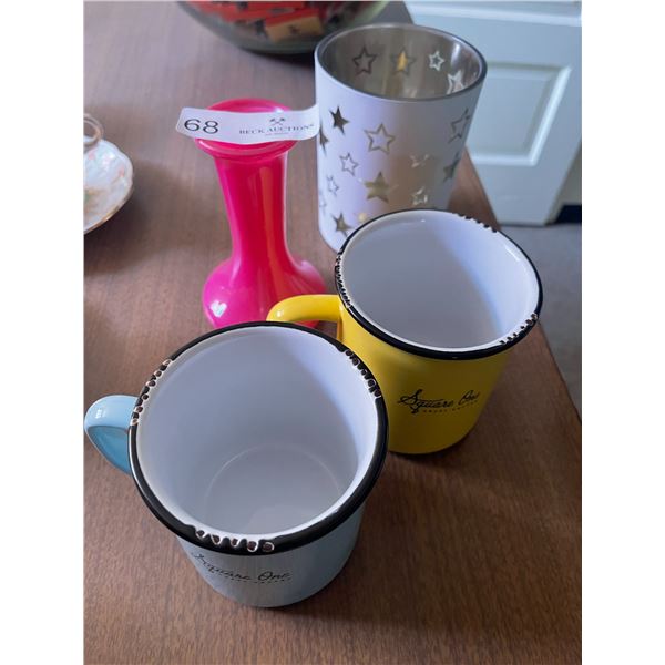 2 Mugs Star Tealight Candle Holder Bud Vase