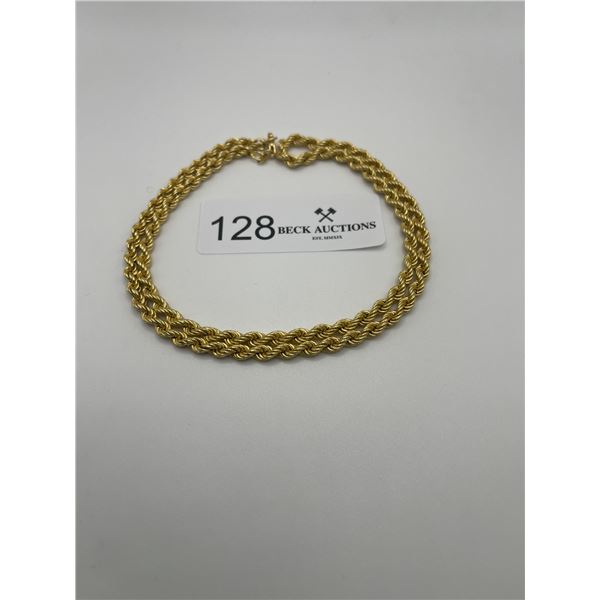 18K Gold Yellow Rope Chain 24.5" 17.5g Stamped 750