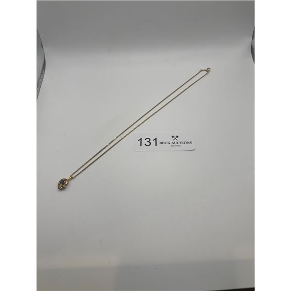 10K Yellow Gold & Saphire & Diamond Pendant 18" Chain 2.7g 1.5g Pendant