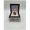 Image 1 : Sterling Silver set with large amber cabachon. Stamped 925 Size  9