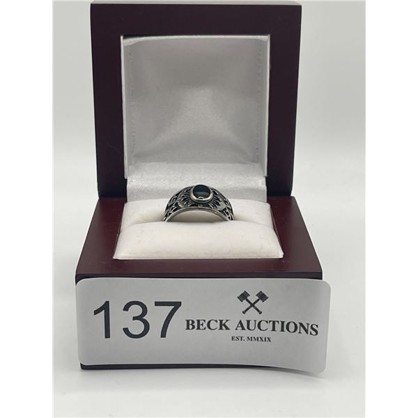 Carved Sterling Silver Ring 4.95g