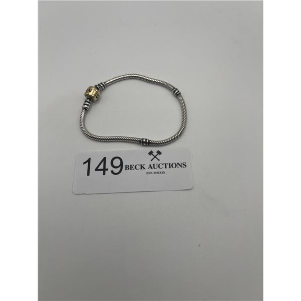 Pandora Sterling Silver  Bracelet 14g with Gold Clasp