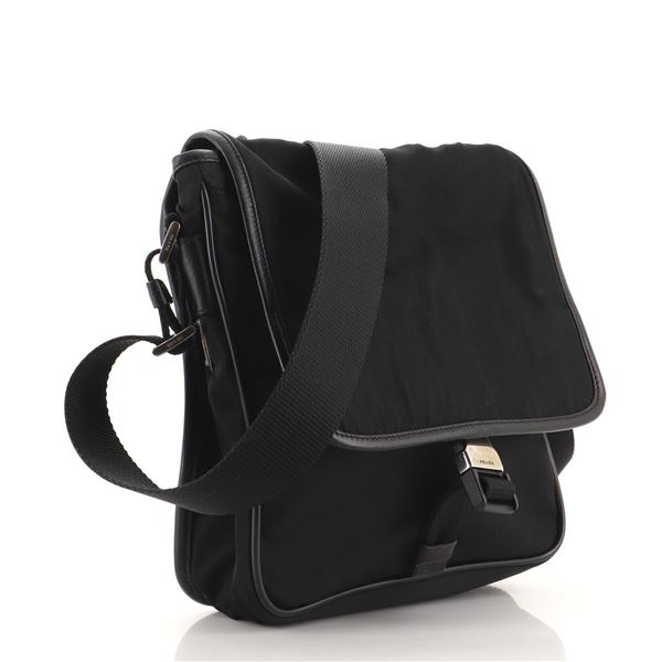 Prada Buckle Messenger Bag Tessuto Small