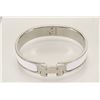Image 1 : Hermes White Metal Clic Clac Bangle Bracelet PHW