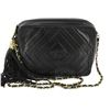 Image 1 : Chanel Black Chevron Quilted Lambskin Leather Camera Fringe Crossbody Bag