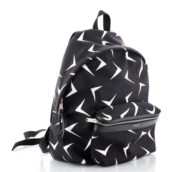 Saint Laurent Black Printed Canvas City Backpack