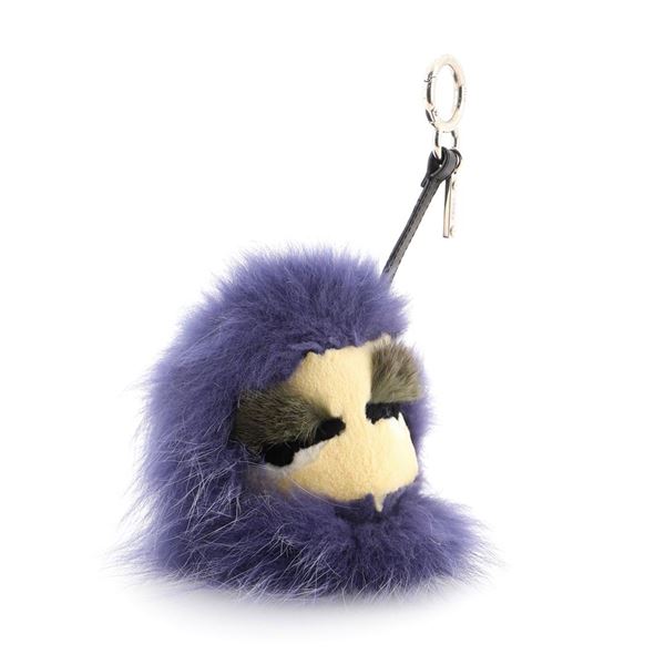 Fendi Monster Bug Bag Charm Fur with Leather Purple