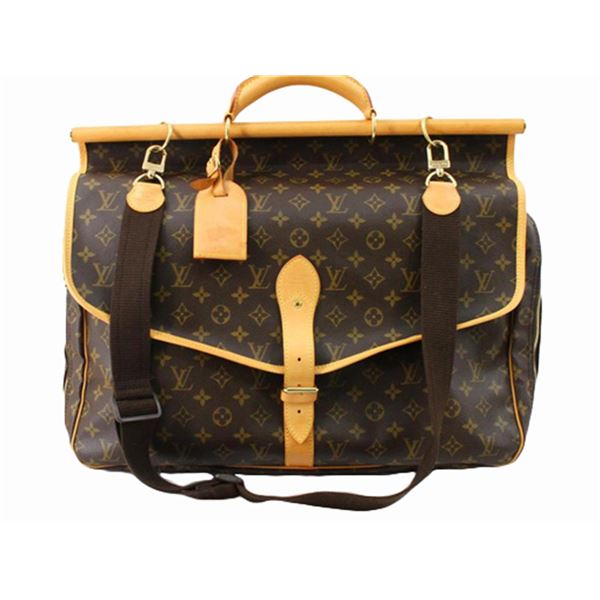 Louis Vuitton Brown Monogram Canvas Leather Sac Chasse Hunting Travel Bag