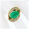 Image 3 : Vintage Handmade 18k Yellow Gold Oval Jade Solitaire Ring